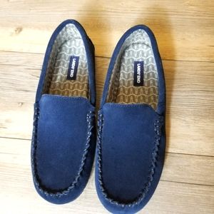 Lands' End Suede Leather Flannel Lined Moccasin Slippers